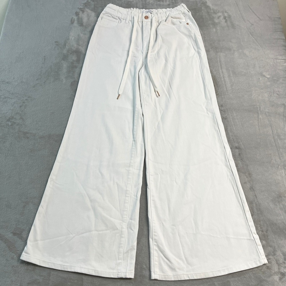 Judy Blue Palazzo Fit White Wide Leg Baggy Relaxed Drawstring Denim Pants 3/26
